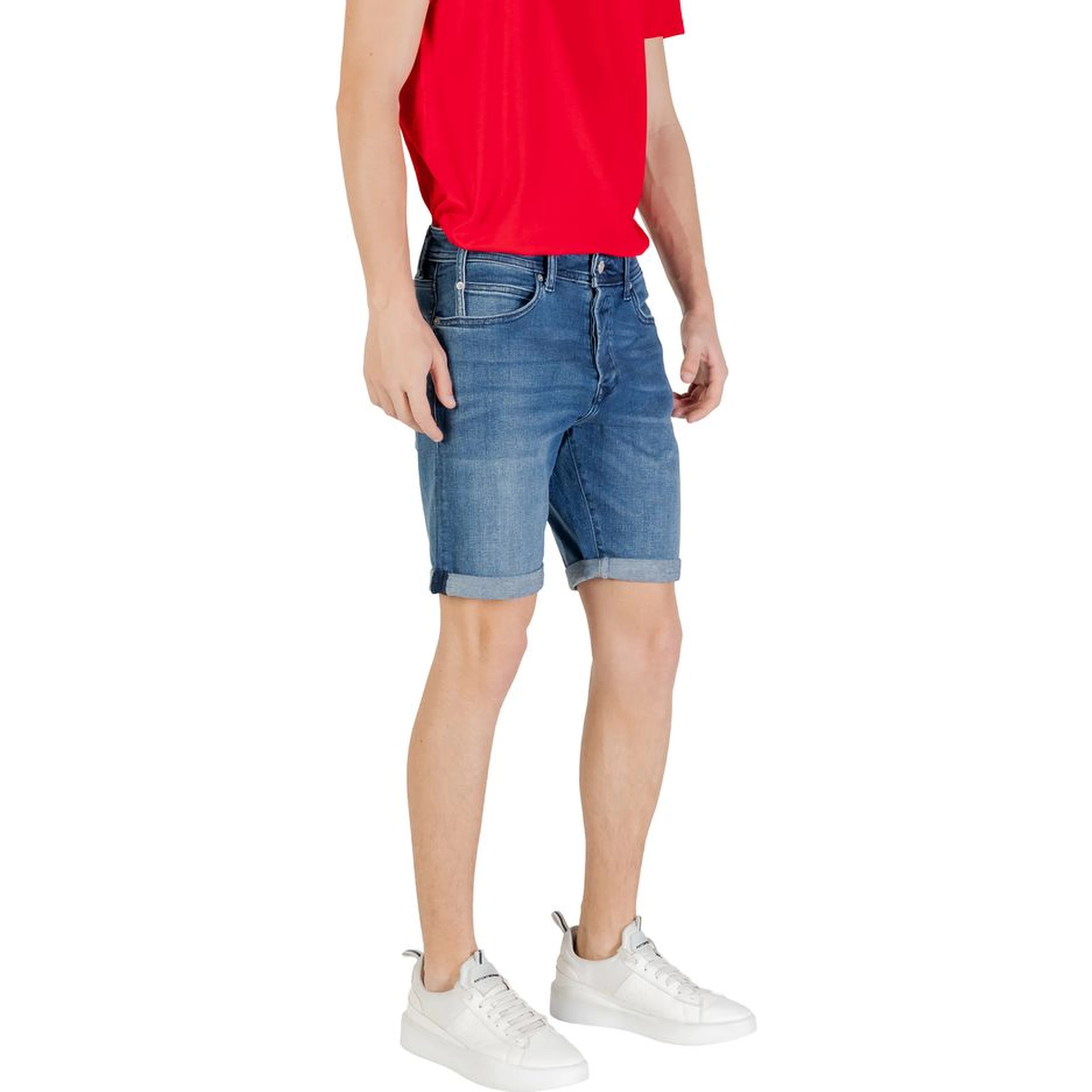Blue Cotton Bermuda Shorts