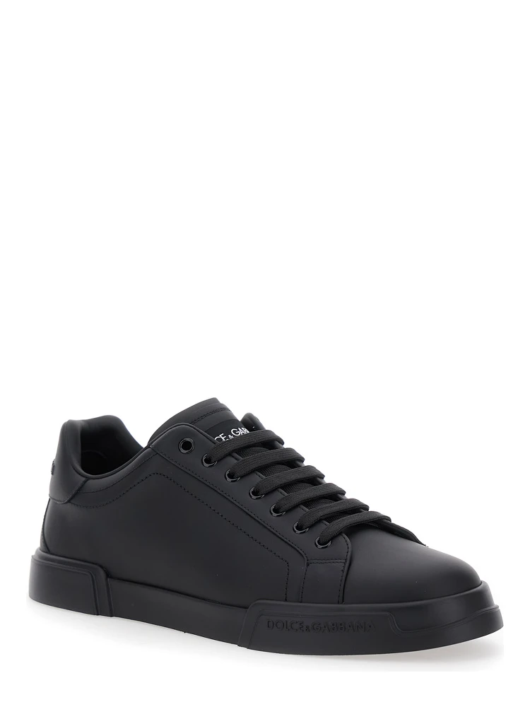Portofino Light Black Sneakers with Logo Patch on the Tongue and Tonal Logo Lettering on the Heel in Leather Man alternative