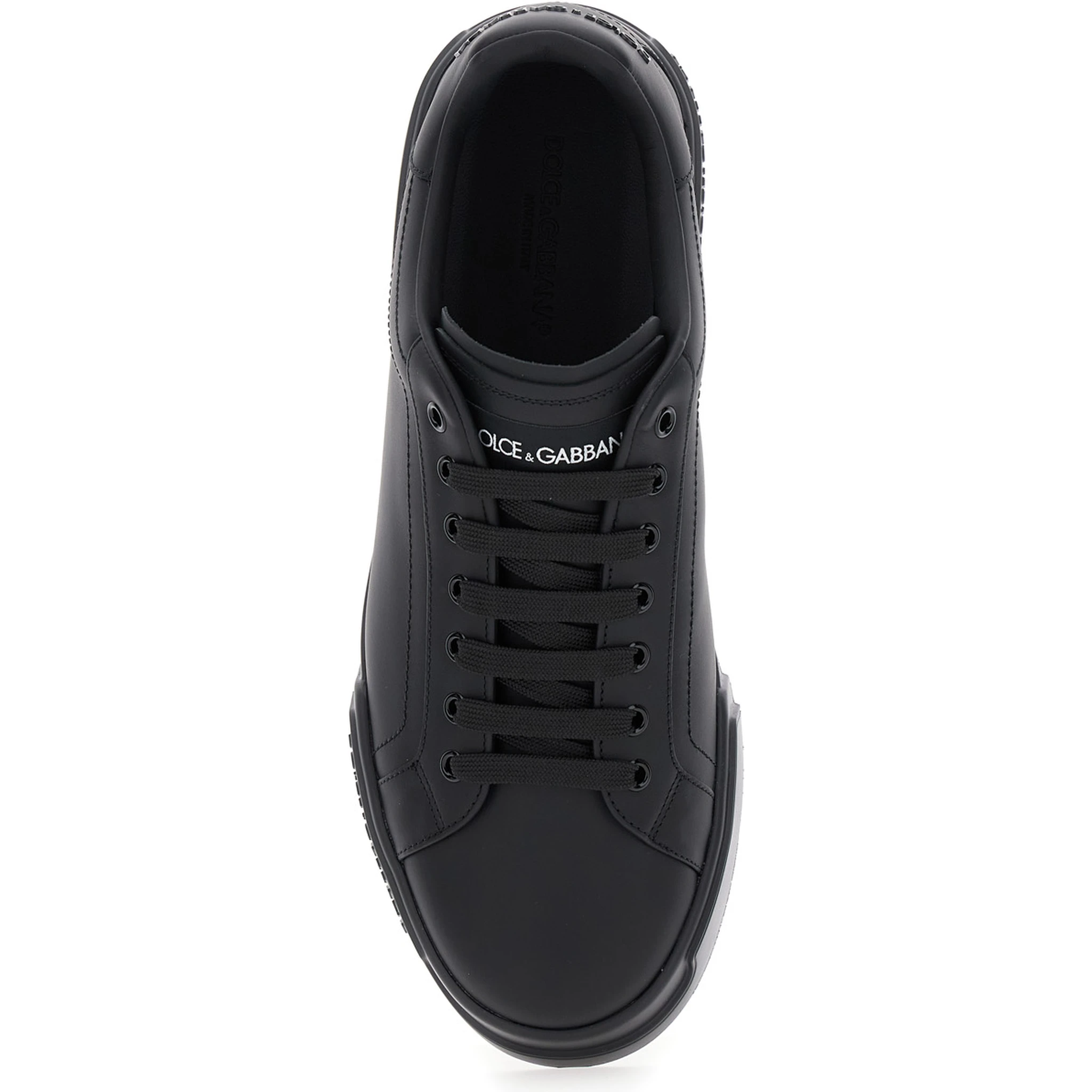 Portofino Light Black Sneakers with Logo Patch on the Tongue and Tonal Logo Lettering on the Heel in Leather Man