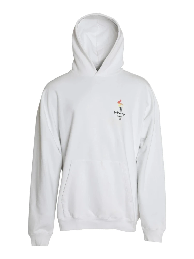 White Cotton Hooded Pullover OVERSIZE Sweater