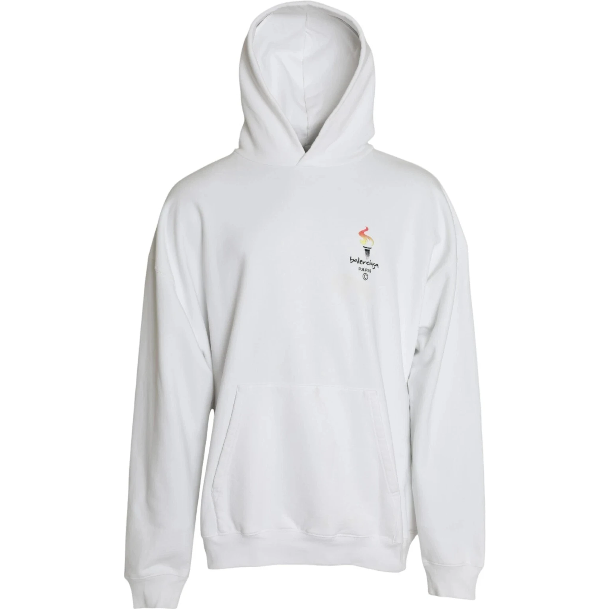 White Cotton Hooded Pullover OVERSIZE Sweater