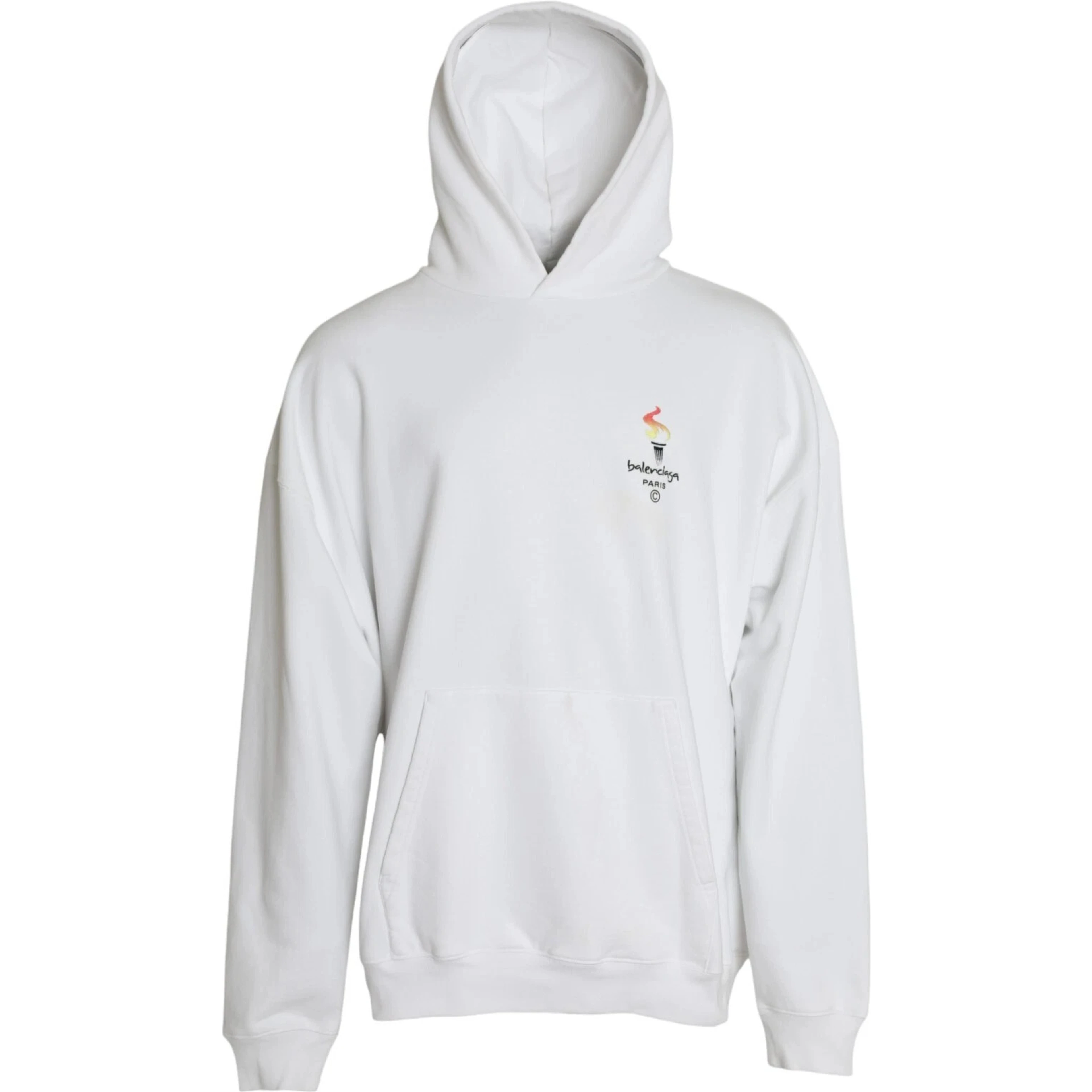 White Cotton Hooded Pullover OVERSIZE Sweater