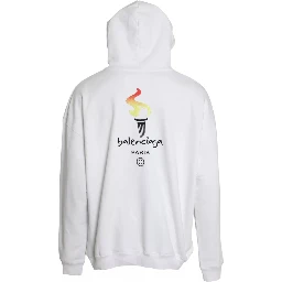 White Cotton Hooded Pullover OVERSIZE Sweater