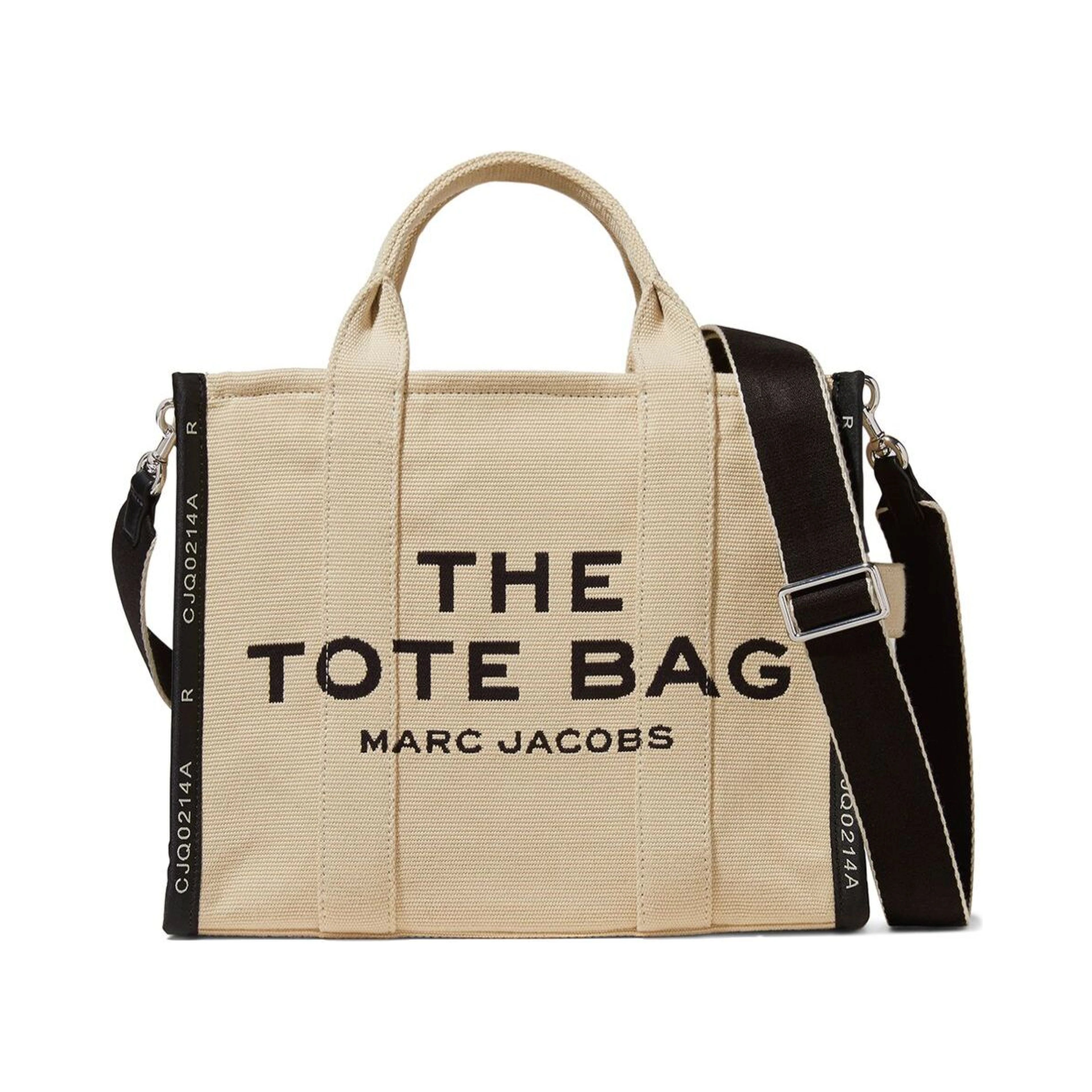 Small Tote Beige Tote with Contrasting Logo Embroidery in Cotton and Polyester Woman Marc Jacobs
