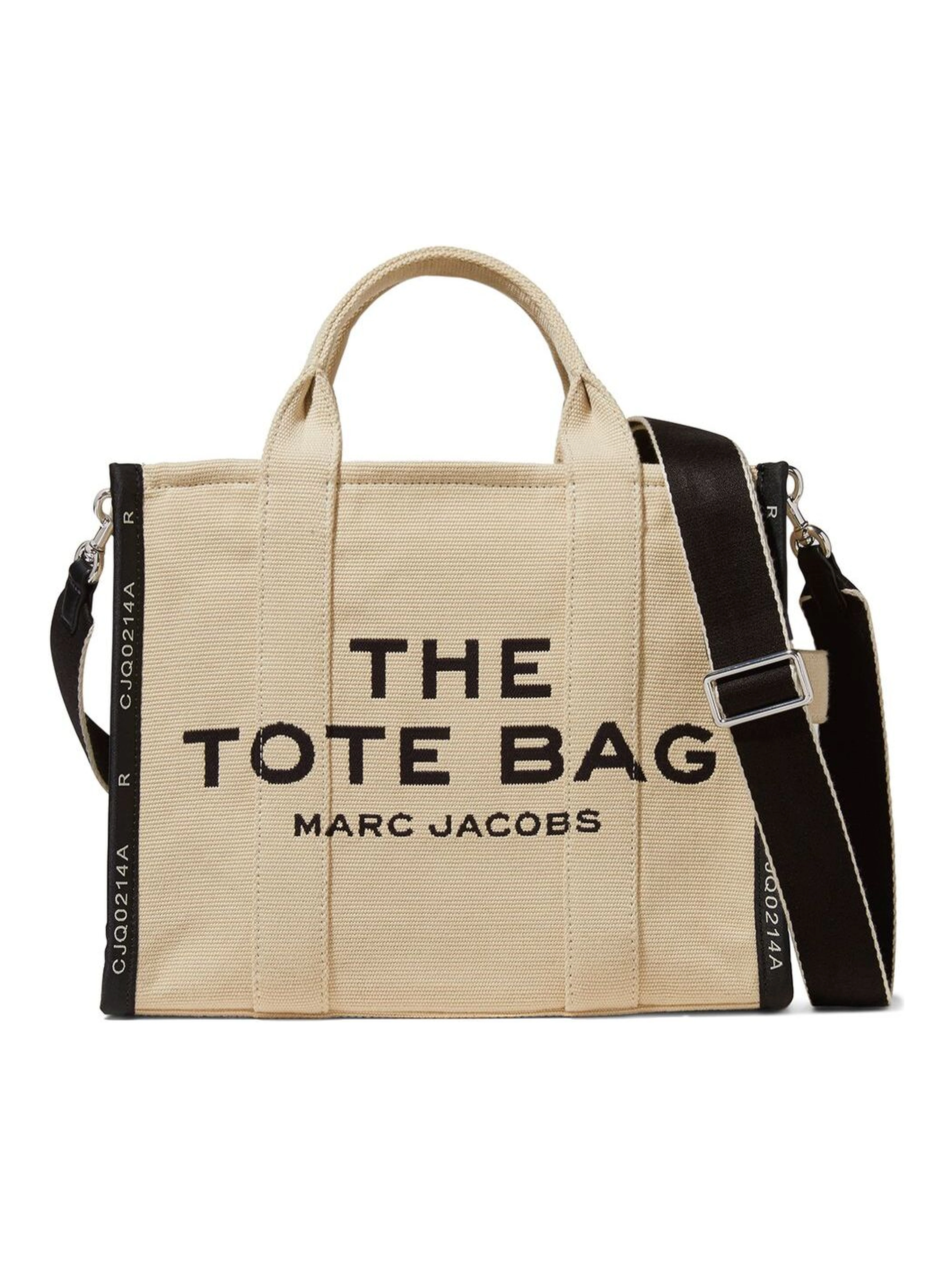 Small Tote Beige Tote with Contrasting Logo Embroidery in Cotton and Polyester Woman Marc Jacobs