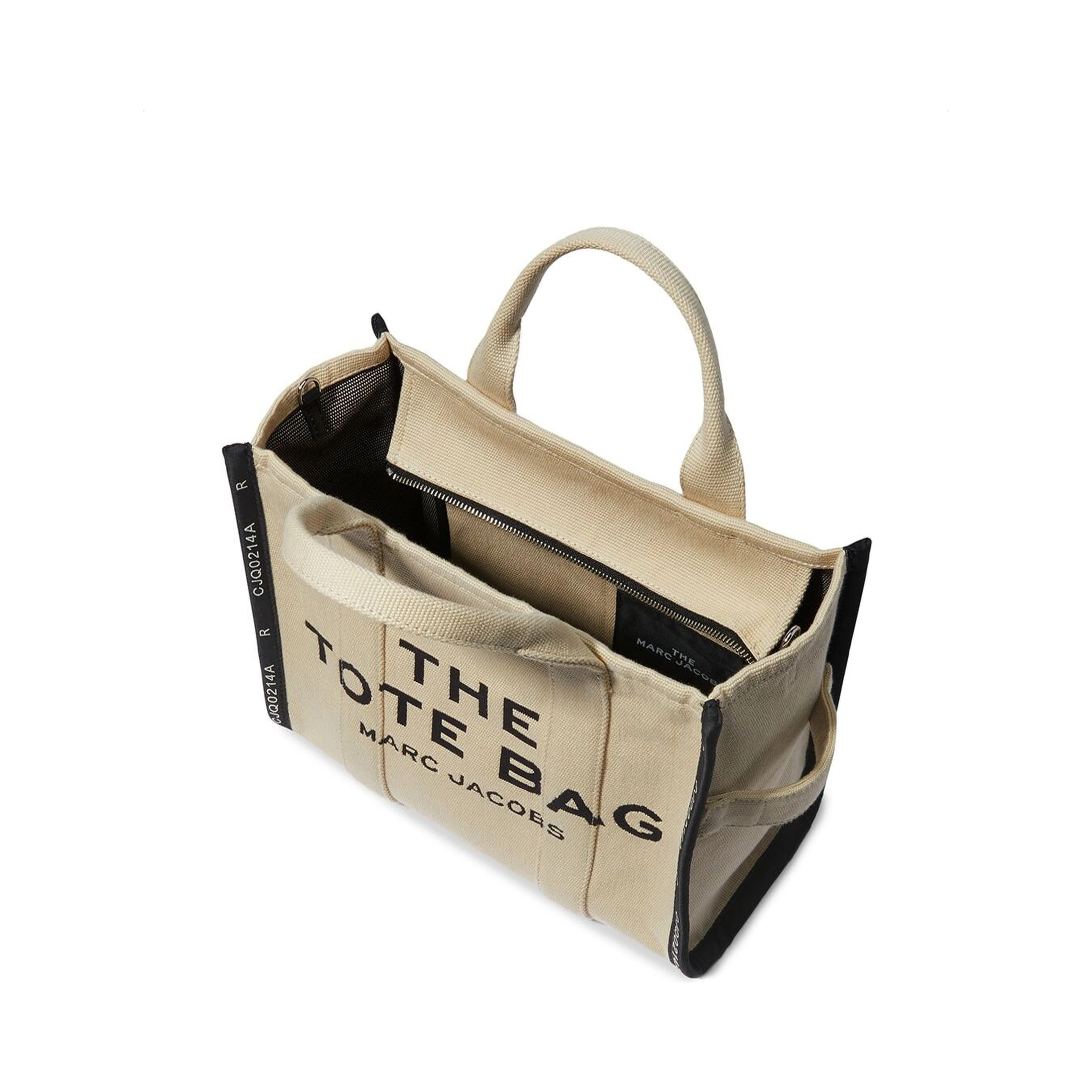 Small Tote Beige Tote with Contrasting Logo Embroidery in Cotton and Polyester Woman Marc Jacobs