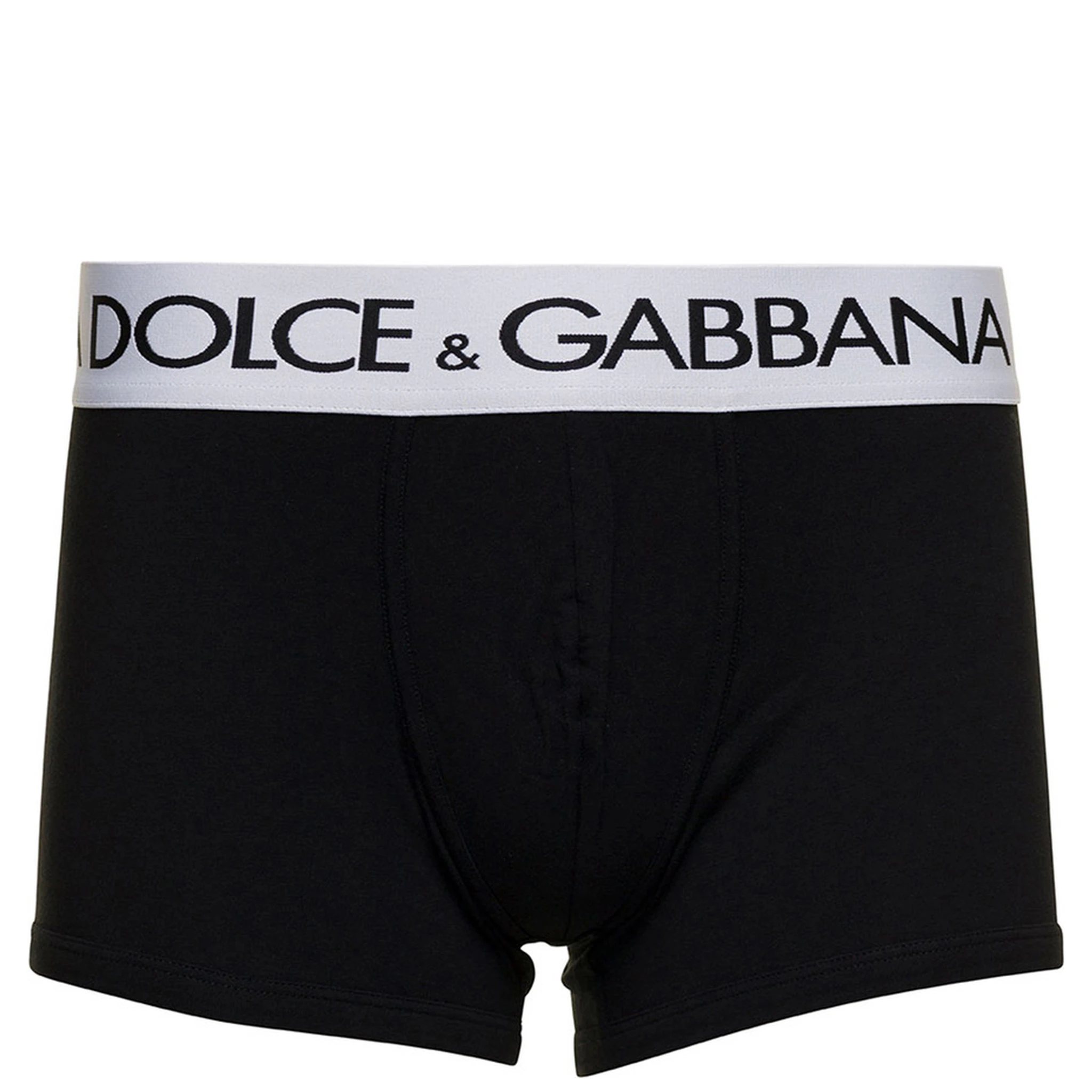 Black Boxer Briefs with Branded Waistband in Stretch Cotton Man