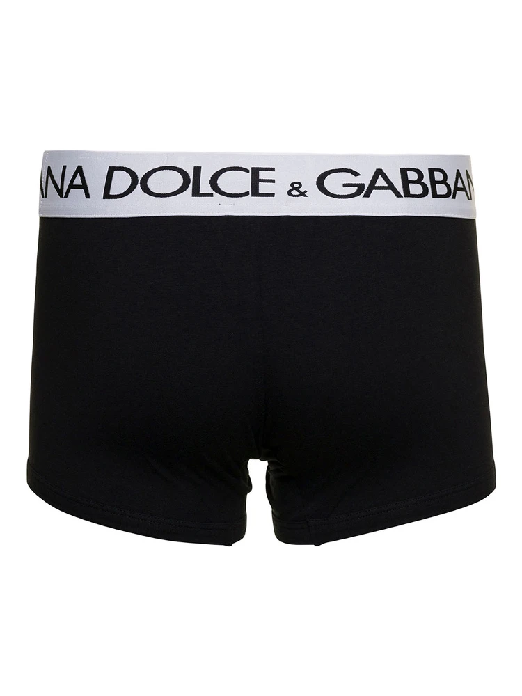 Black Boxer Briefs with Branded Waistband in Stretch Cotton Man alternative
