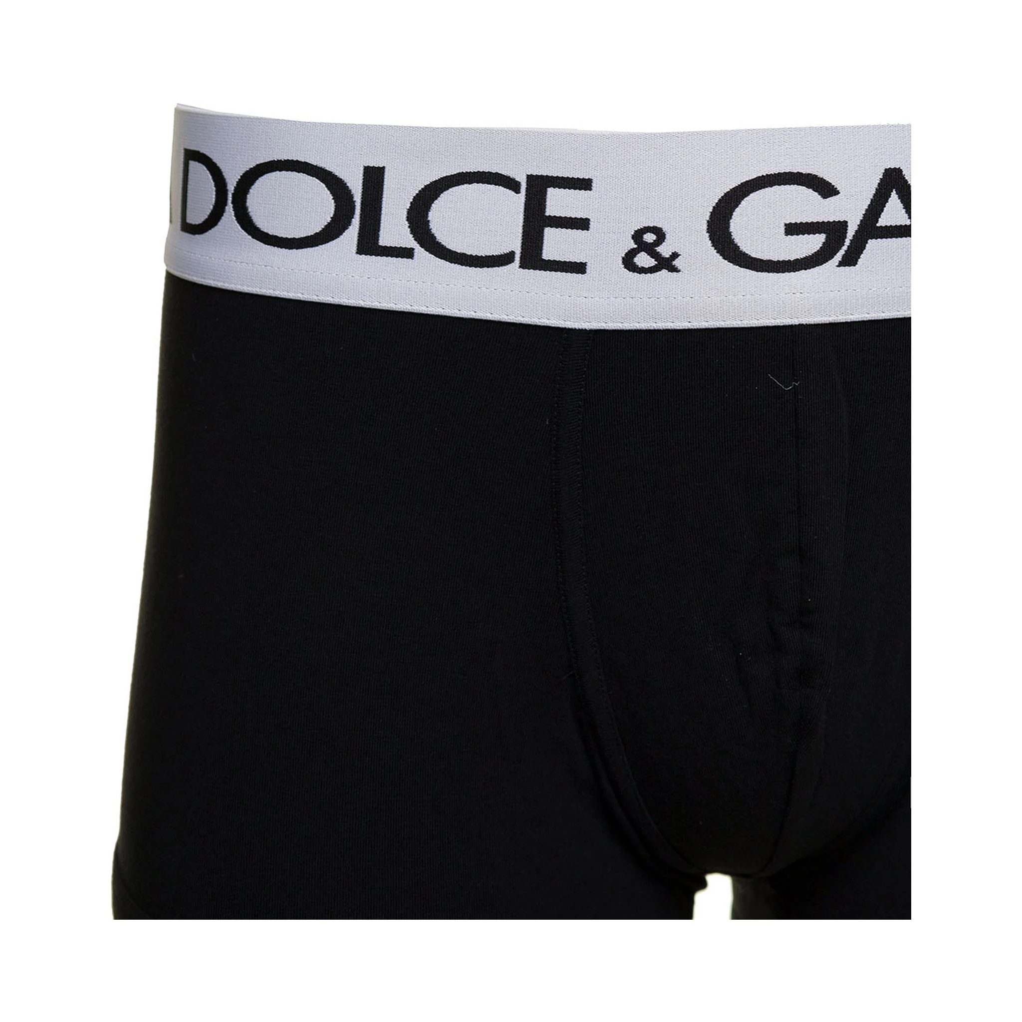 Black Boxer Briefs with Branded Waistband in Stretch Cotton Man