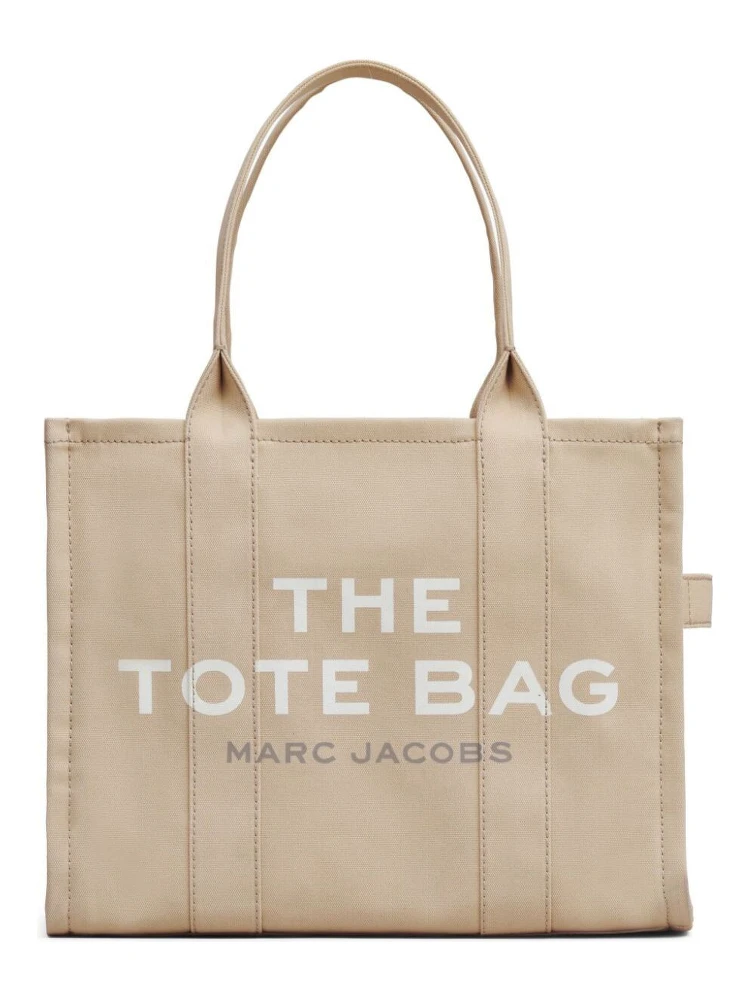 The Large Tote Beige Shoulder Bag with Contrasting Logo Print in Cotton Black Woman