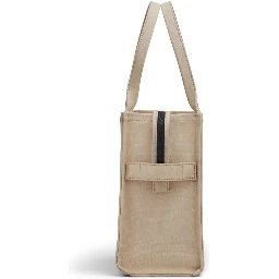 The Large Tote Beige Shoulder Bag with Contrasting Logo Print in Cotton Black Woman