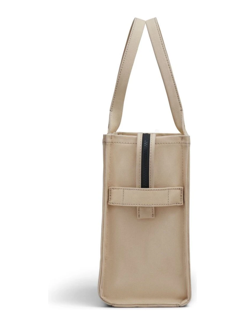 The Large Tote Beige Shoulder Bag with Contrasting Logo Print in Cotton Black Woman