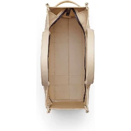 The Large Tote Beige Shoulder Bag with Contrasting Logo Print in Cotton Black Woman