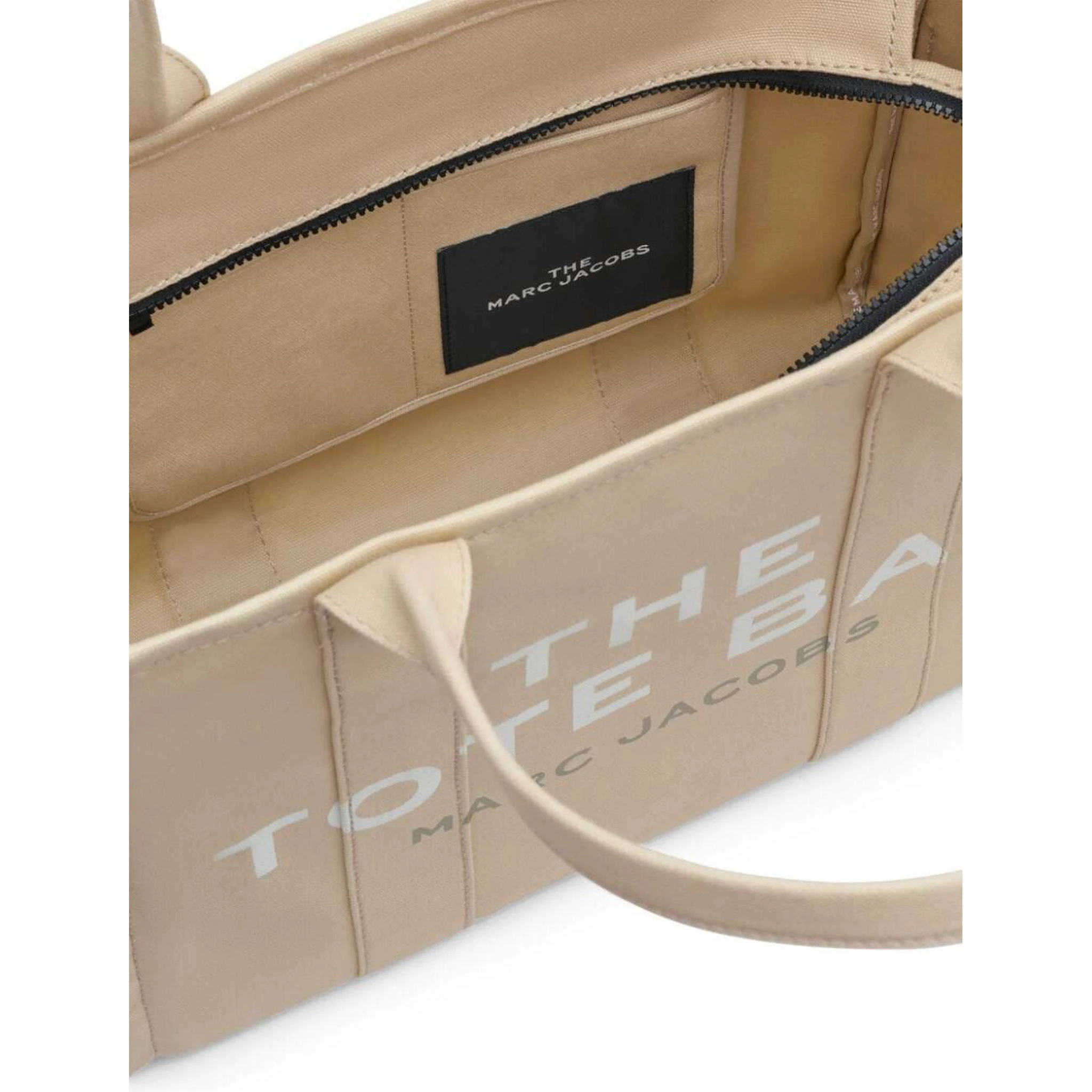 The Large Tote Beige Shoulder Bag with Contrasting Logo Print in Cotton Black Woman