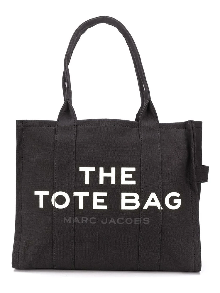 The Large Tote Black Tote Bag with Contrasting Logo Print in Cotton Black Woman
