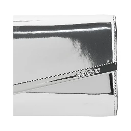 Emmie Metallic Envelope Clutch with Logo Lettering on the Front and Chain-Link Shoulder Strap in Leather and Fabric Blend Woman