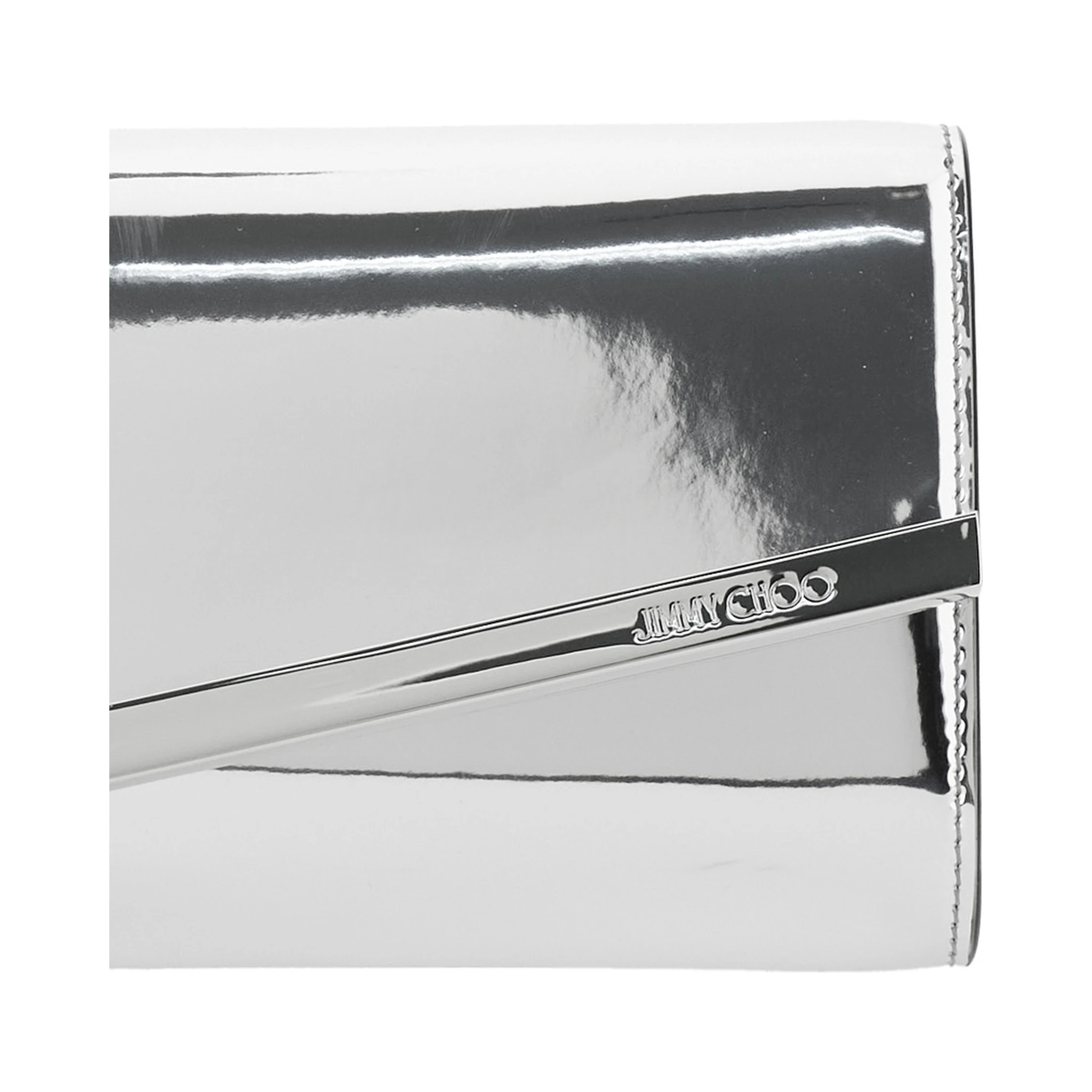 Emmie Metallic Envelope Clutch with Logo Lettering on the Front and Chain-Link Shoulder Strap in Leather and Fabric Blend Woman