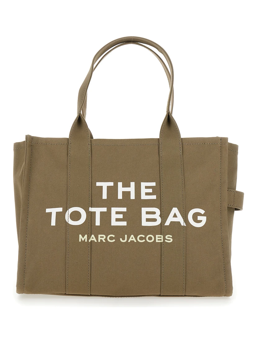 The Large Tote Green Tote Bag with Contrasting Logo Print in Cotton Black Woman