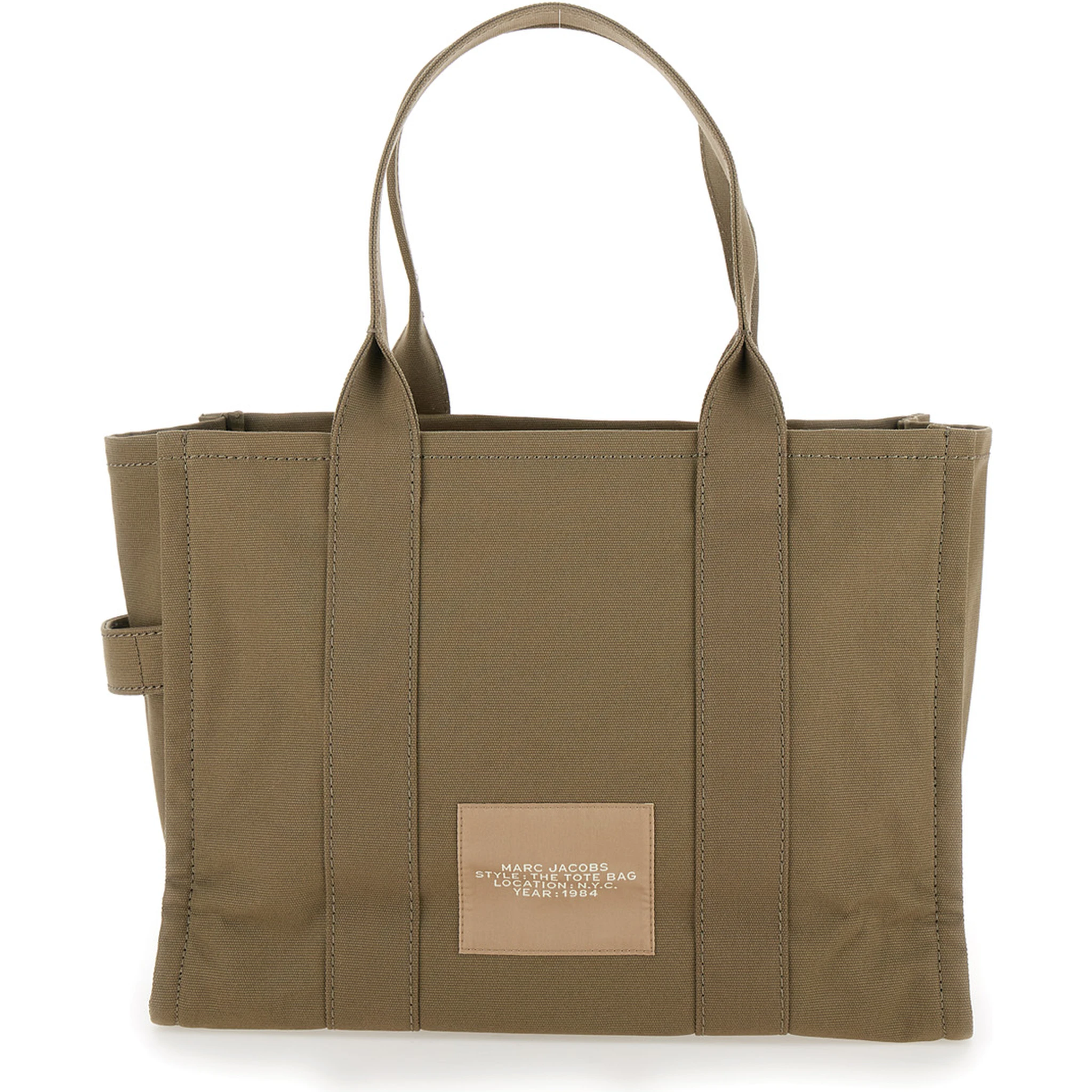 The Large Tote Green Tote Bag with Contrasting Logo Print in Cotton Black Woman