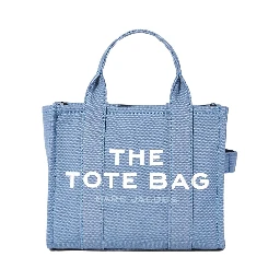 Traveler Handbag Light Blue Mini Tote Bag with Logo in Fabric Woman