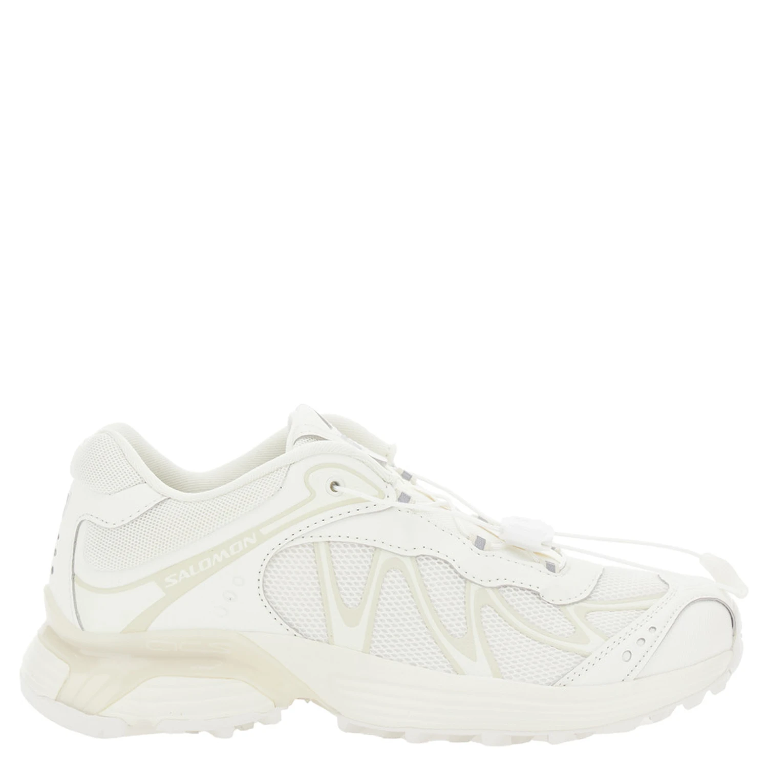 XT-Whisper White Sneakers with Printed Logo on the Side and Drawstring Closure in Fabric Unisex