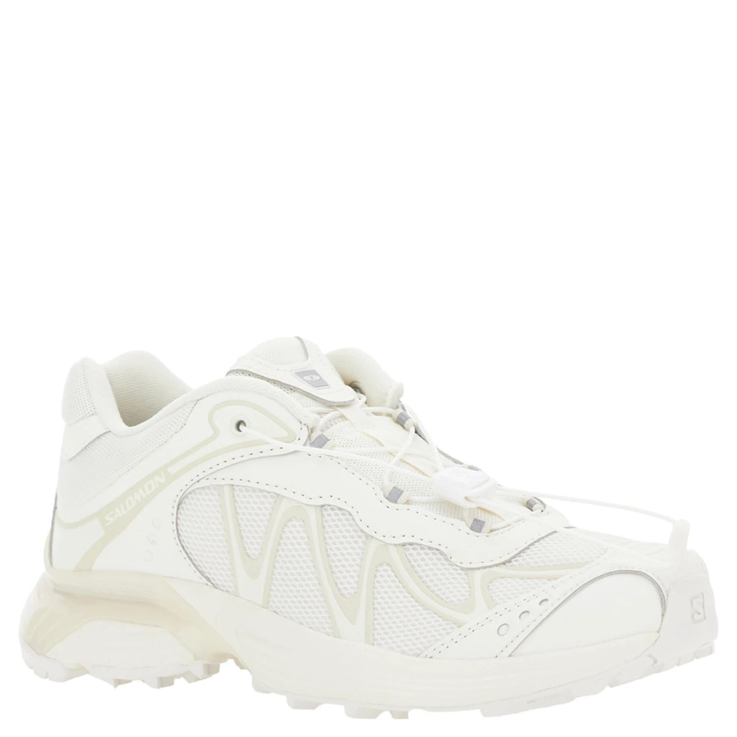 XT-Whisper White Sneakers with Printed Logo on the Side and Drawstring Closure in Fabric Unisex