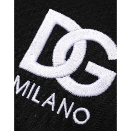 Black Cotton DG Logo Embroidery Top  T-shirt