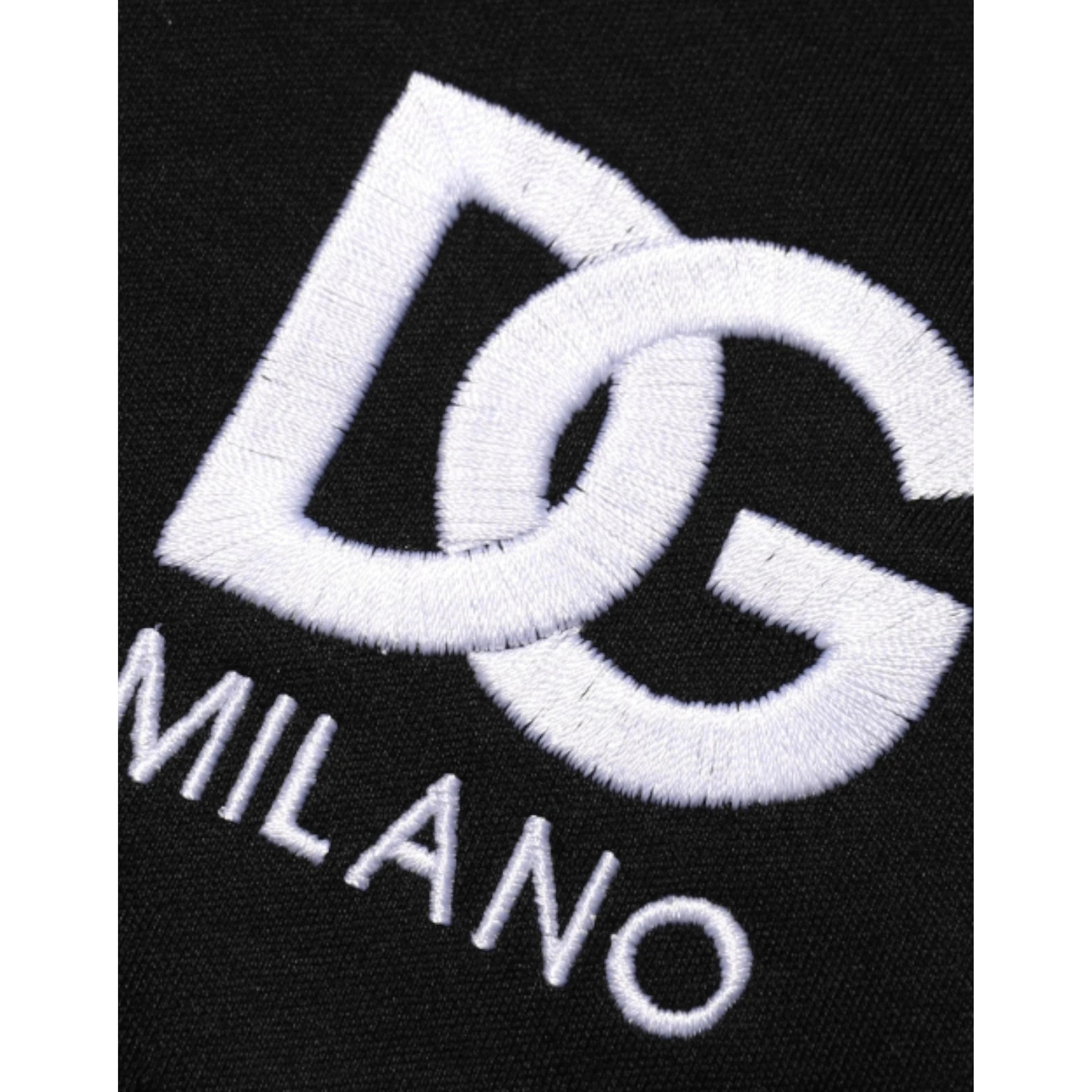 Black Cotton DG Logo Embroidery Top  T-shirt