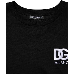 Black Cotton DG Logo Embroidery Top  T-shirt