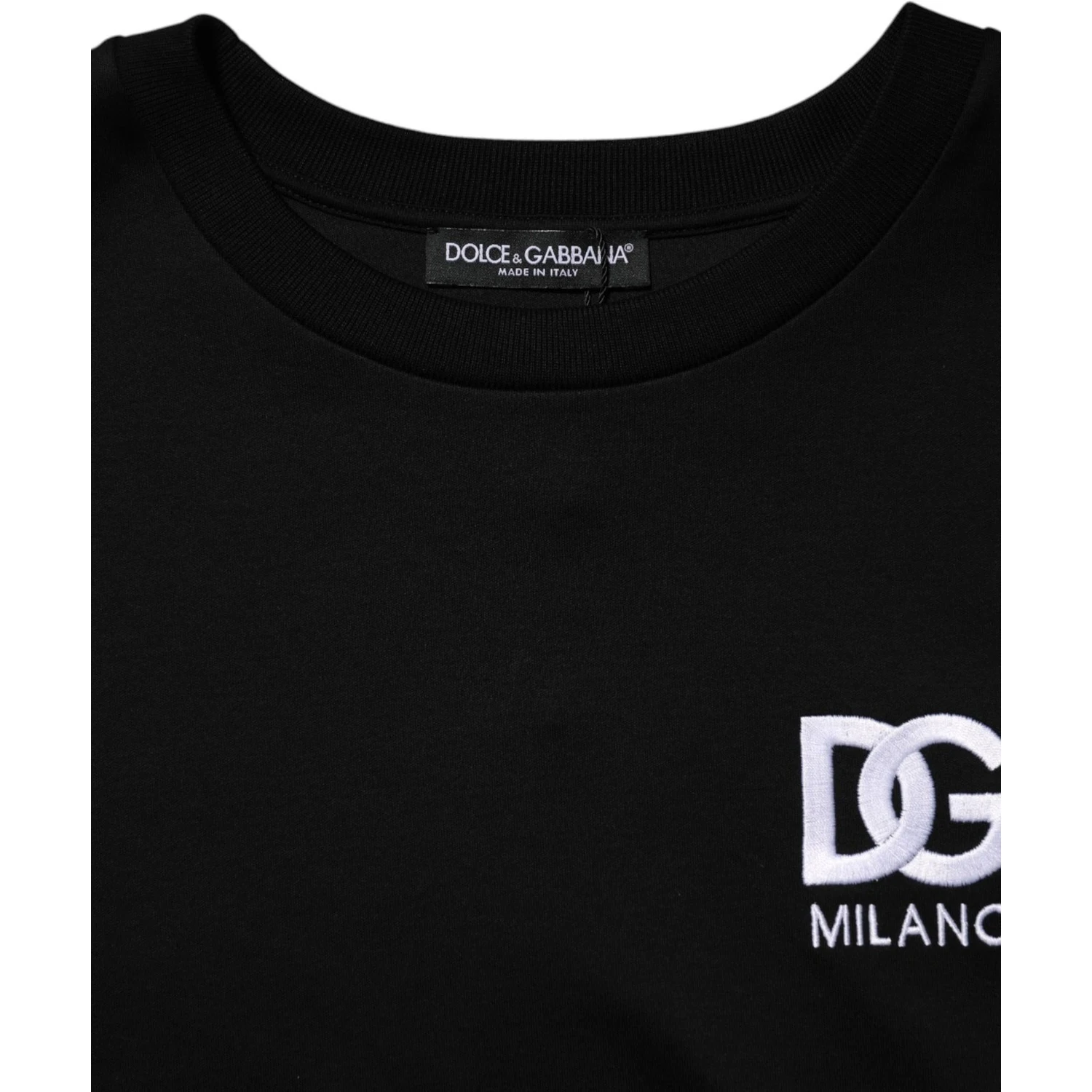 Black Cotton DG Logo Embroidery Top T-shirt