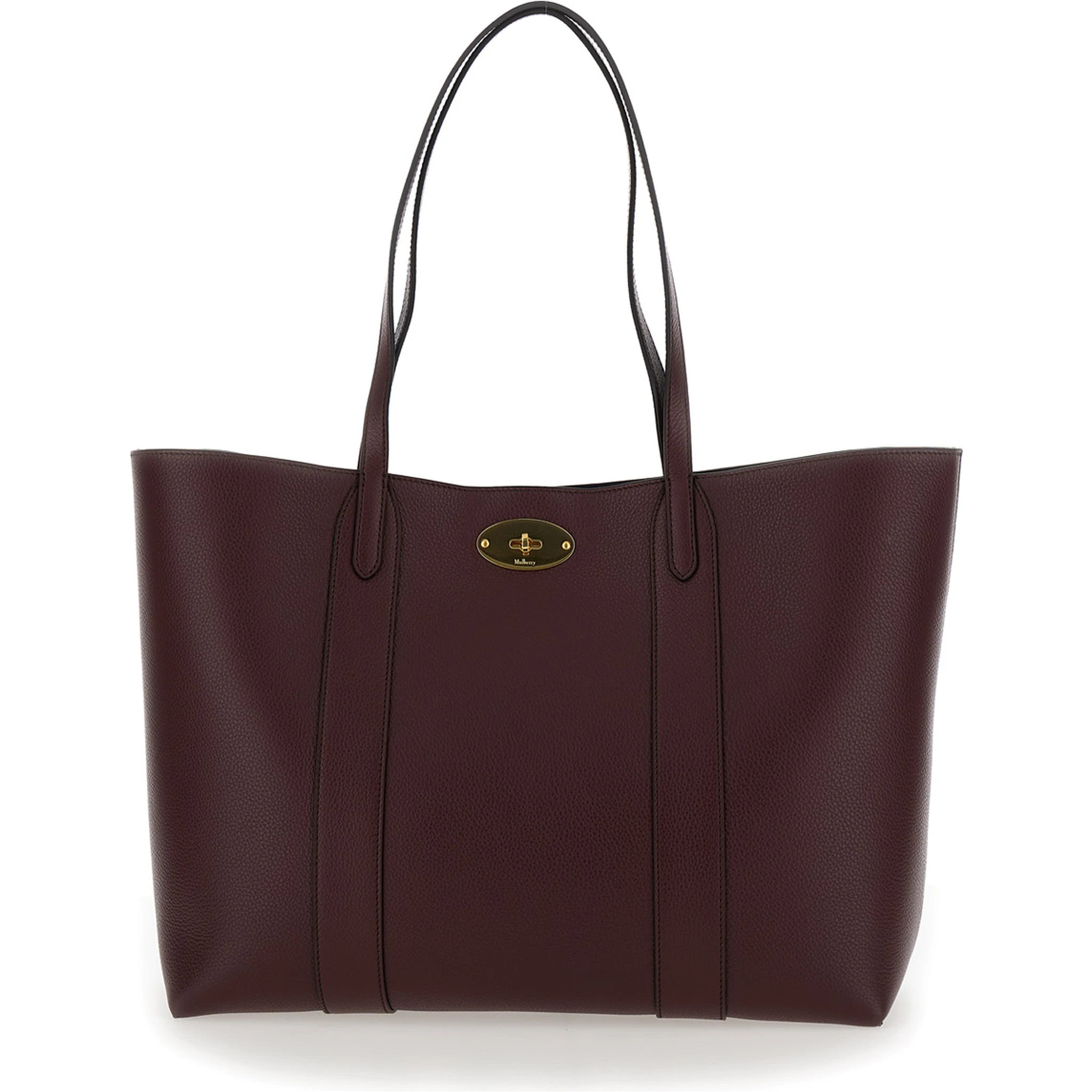Bayswater Small Bordeaux Tote Bag with Postmans Lock Closure in Leather Woman