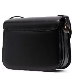 Grance Black Small Crossbody Bag wirh Embossed Logo Lettering on the Front and Adjustable Shoulder Strap in Leather Woman