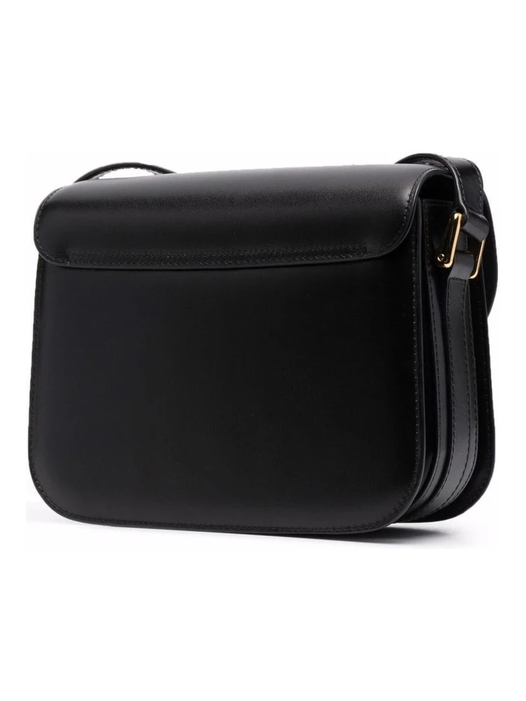 Grance Black Small Crossbody Bag wirh Embossed Logo Lettering on the Front and Adjustable Shoulder Strap in Leather Woman alternative