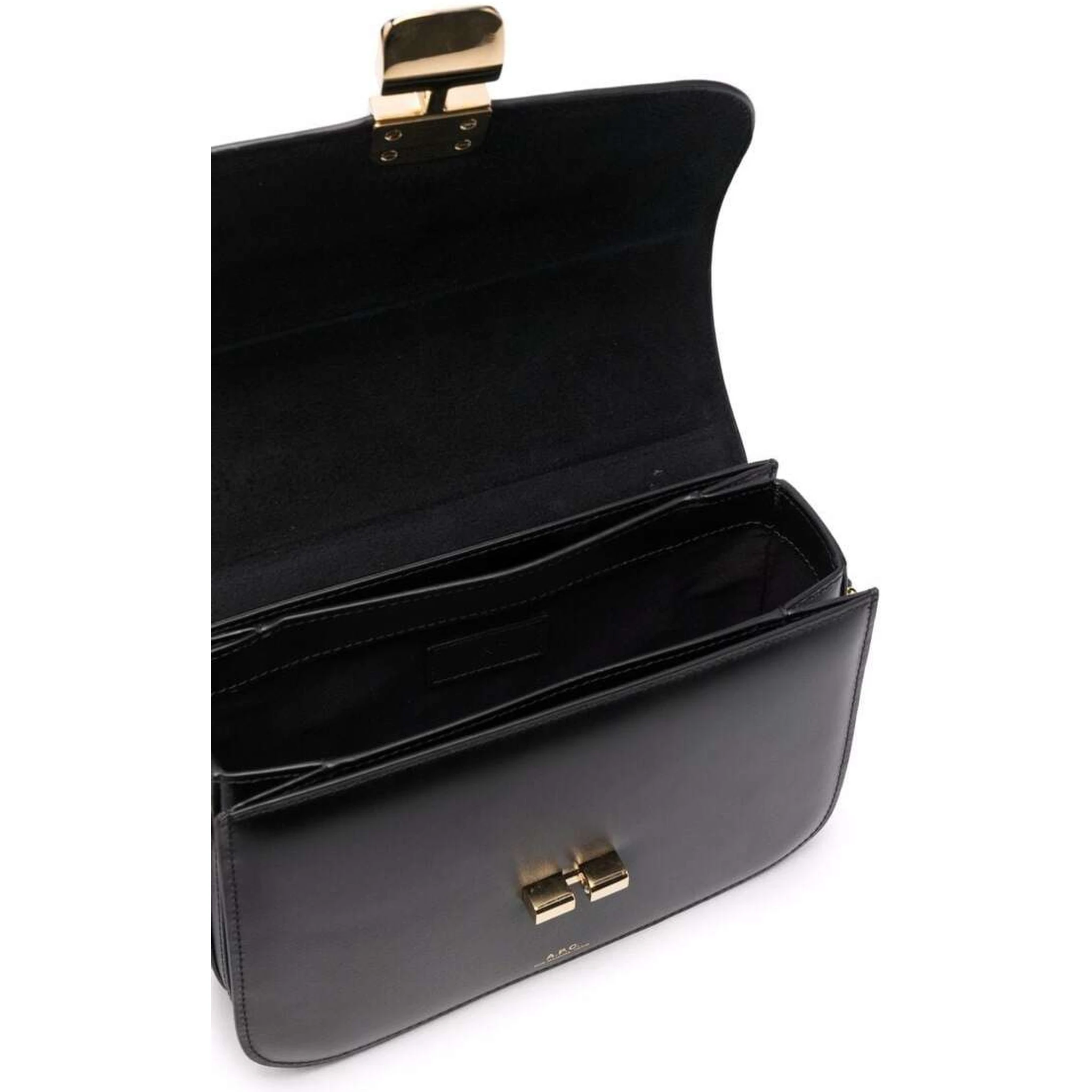 Grance Black Small Crossbody Bag wirh Embossed Logo Lettering on the Front and Adjustable Shoulder Strap in Leather Woman