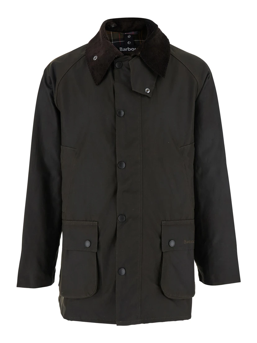 Bedale Green Jacket with Embroidered Logo on the Front in Tech Fabric Man