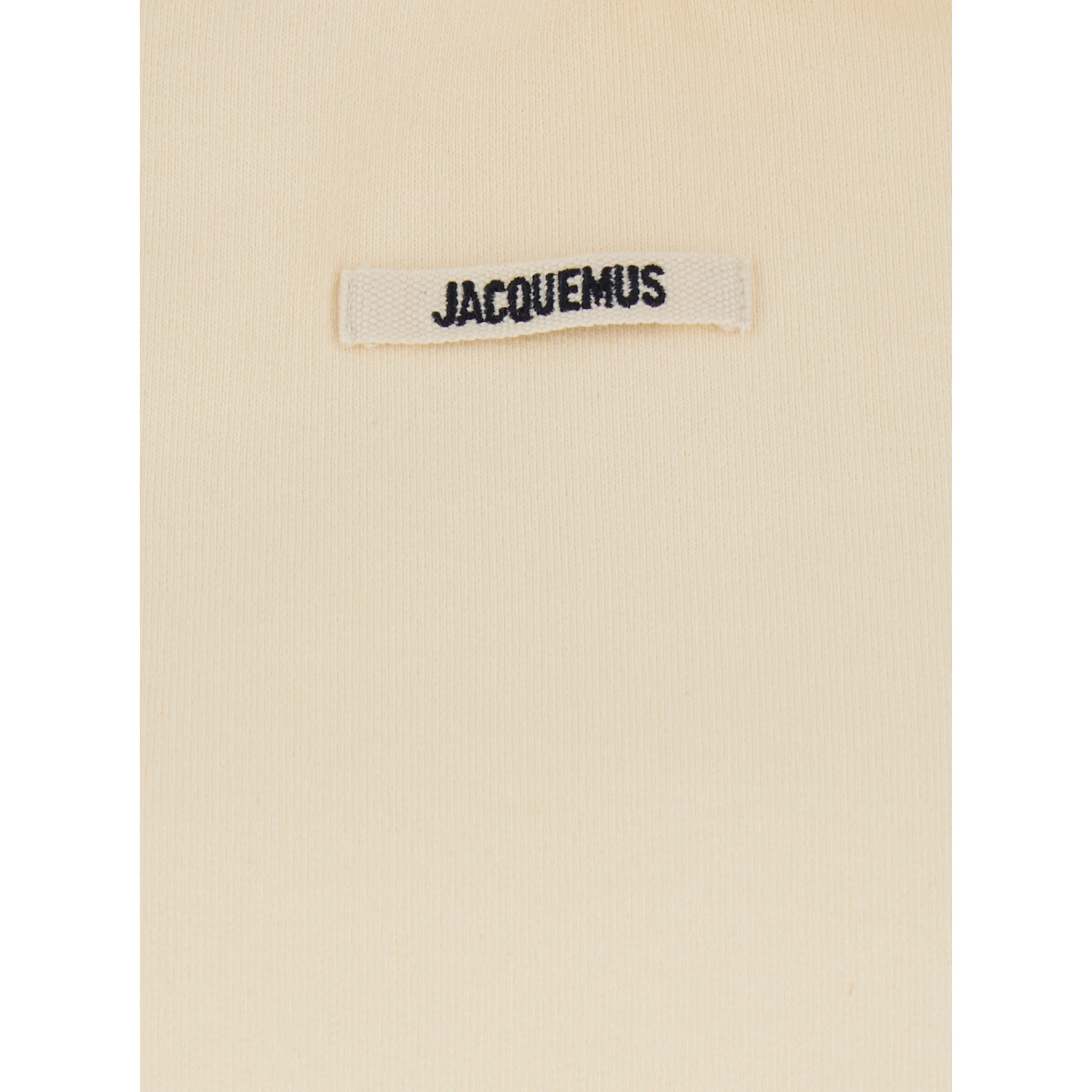 Le Hoodie Gros Grain Beige Cropped Hoodie with Drawstring Hood and Logo Patch on the Front in Cotton Woman