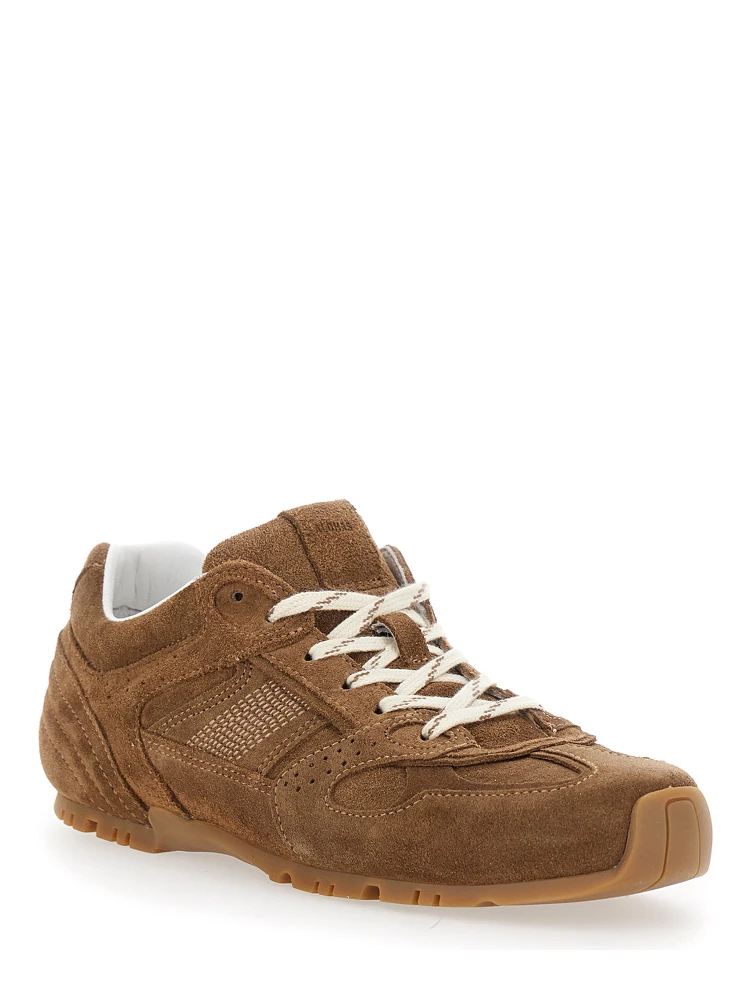 Tb.56 Brown Low Top Sneakers with Logo Lettering on the Tongue and Perforated Details in Suede Woman alternative