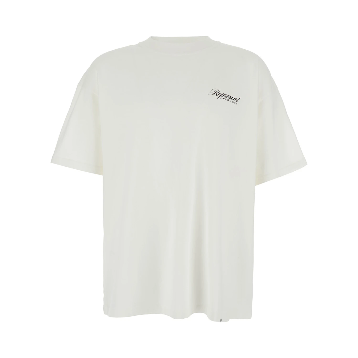 White Crewneck T-Shirt with with Front and Back Owners Club Print in Cotton Man