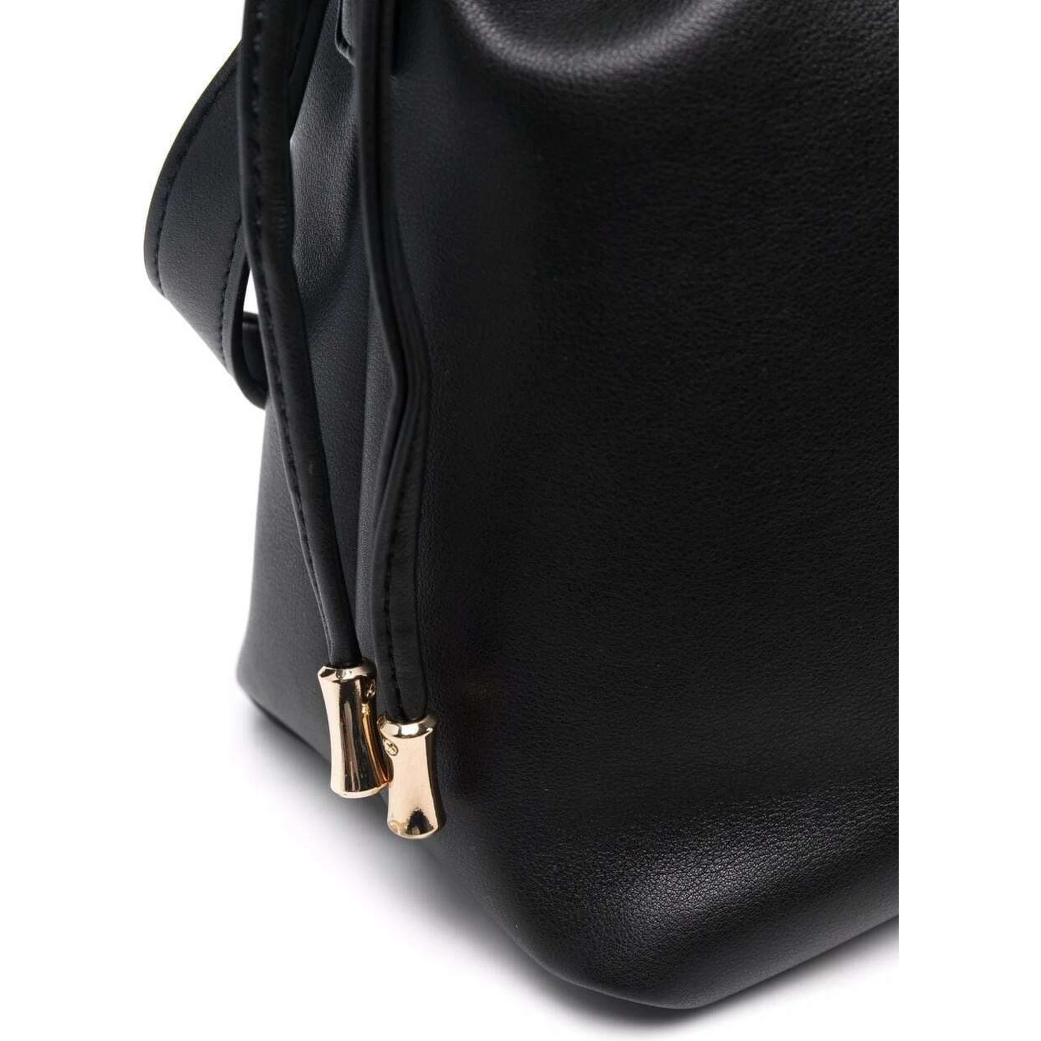 Black Crossbody Bag with Logo Lettering on the Front and Drawstring Closure in Ecoleather Woman