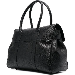Bayswater Black Handbag with Twist-Lock Fastening in Grainy Leather Woman