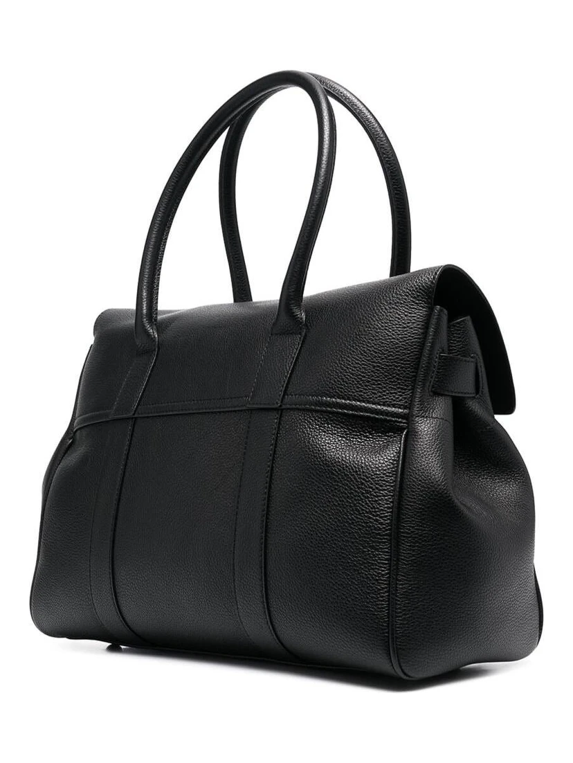 Bayswater Black Handbag with Twist-Lock Fastening in Grainy Leather Woman
