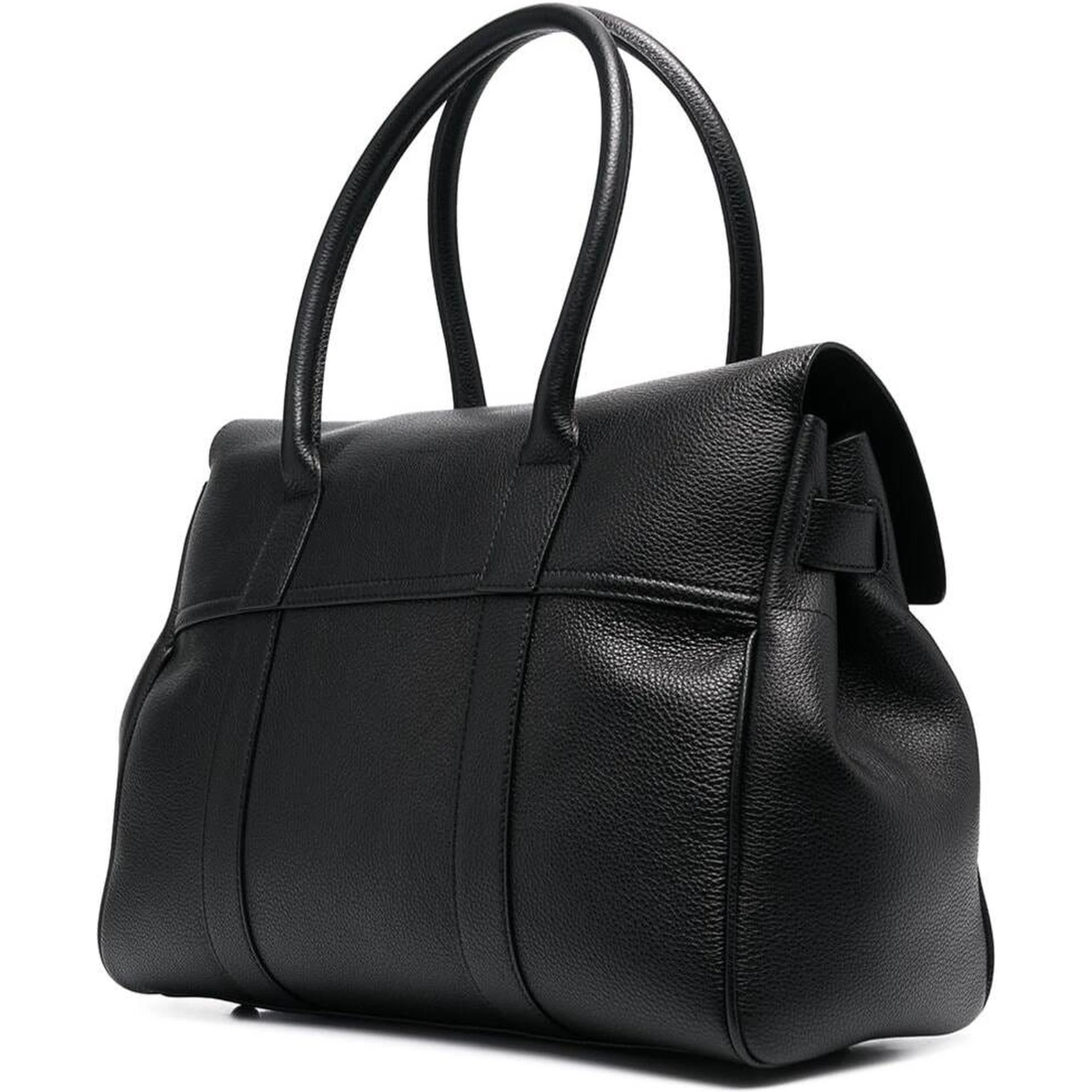 Bayswater Black Handbag with Twist-Lock Fastening in Grainy Leather Woman