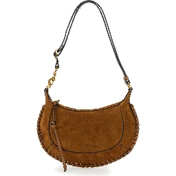 Oskan Moon Brown Crossbody Bag with Front Logo Print in Suede Woman