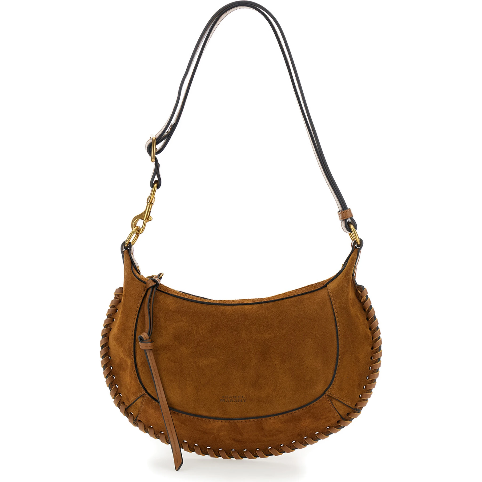 Oskan Moon Brown Crossbody Bag with Front Logo Print in Suede Woman