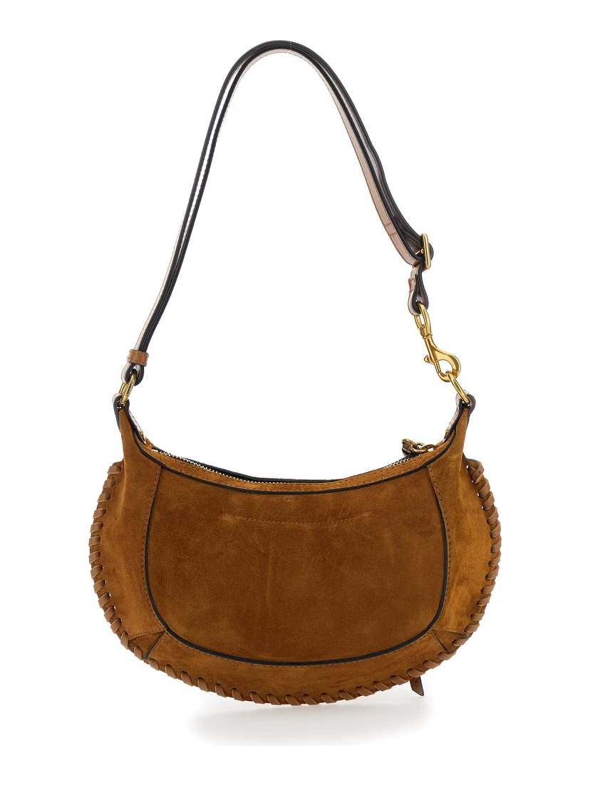 Oskan Moon Brown Crossbody Bag with Front Logo Print in Suede Woman
