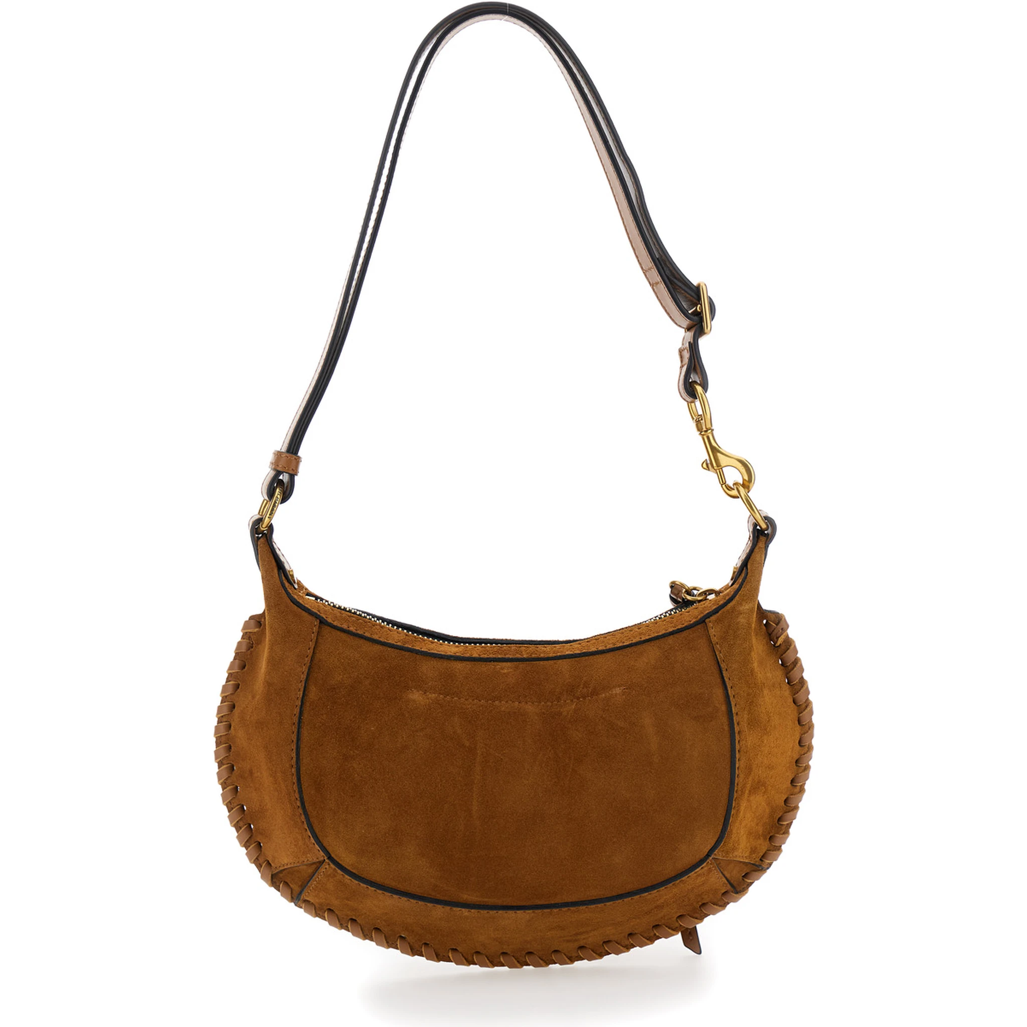 Oskan Moon Brown Crossbody Bag with Front Logo Print in Suede Woman