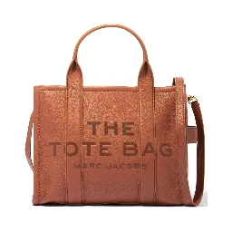 The Tote Bag Medium Brown Shoulder Bag with Logo in Grainy Leather Woman Marc Jacobs