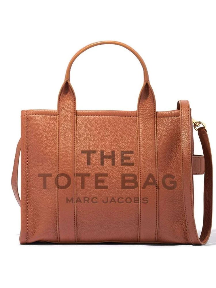 The Tote Bag Medium Brown Shoulder Bag with Logo in Grainy Leather Woman Marc Jacobs