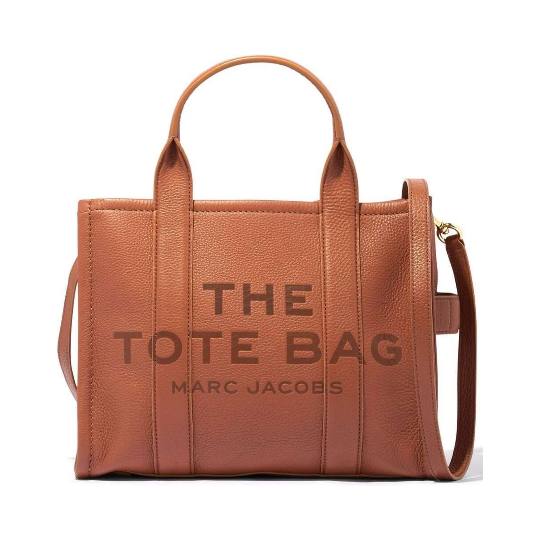 The Tote Bag Medium Brown Shoulder Bag with Logo in Grainy Leather Woman Marc Jacobs