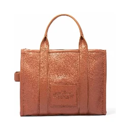 The Tote Bag Medium Brown Shoulder Bag with Logo in Grainy Leather Woman Marc Jacobs